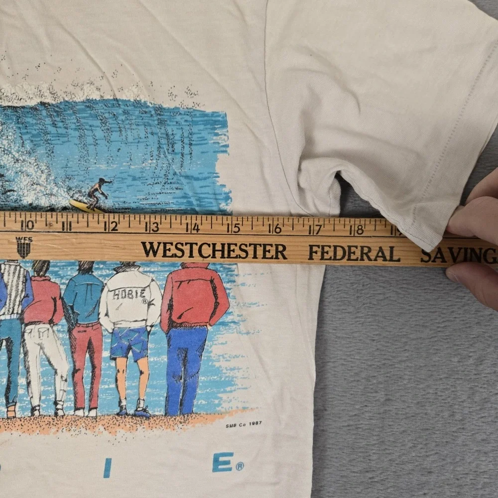 Vintage 80s HOBIE Shirt Mens Medium Beach Sailing Graphic Tee USA Single Stitch
